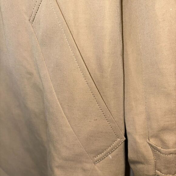 Hickey Freeman Lined Cotton/Linen Coat Khaki Size L Quiet Luxury Classic Preppy - Picture 9 of 16